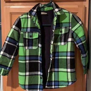 Boys Sherpa lined button down plaid shirt
